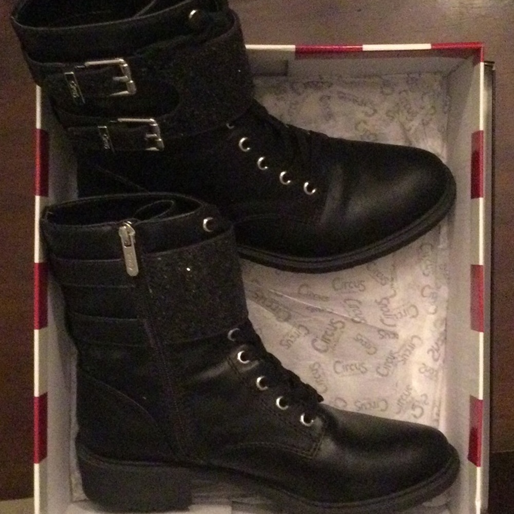 Black Glitter Boots
